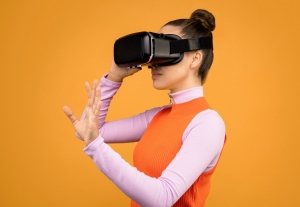 A Girl wearing a VR Headset